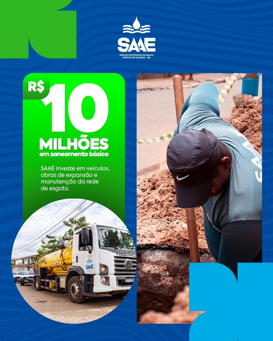 O SAAE SEGUE INVESTINDO EM INFRAESTRUTURA E QUALIDADE DE VIDA.